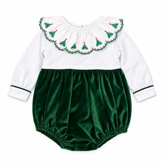 18M Jetson Cubbington Ruffle Christmas Tree Velvet LS Bubble