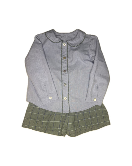 4/6 Hannah Kate Green & Blue Windowpane Short Set