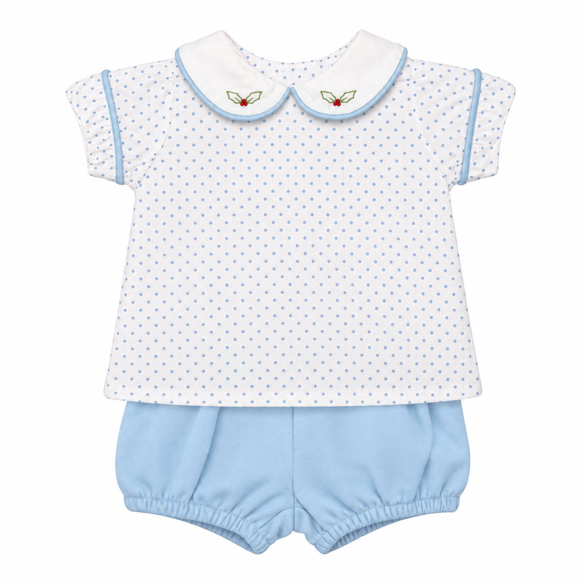 Pre Baby Sen Blue & White Polka Dot Holly Diaper Set