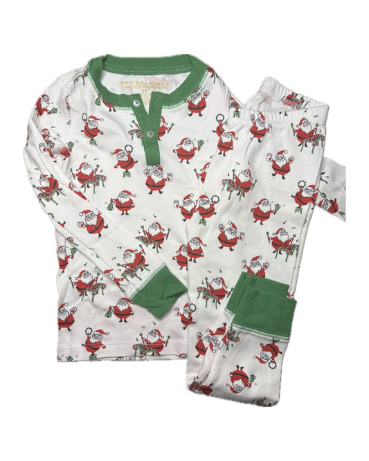 Unisex 10 TBBC Sutton's Sweet Dream Set in the Santa's Sing Along print with Kiawah Kelly Green trim