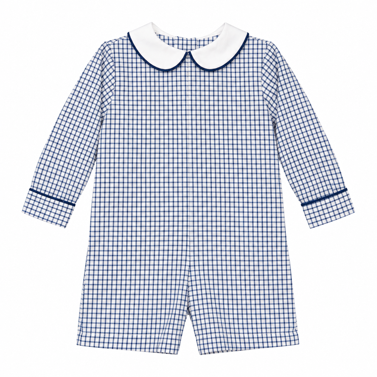 3T Willow Royal Blue Windowpane LS Romper