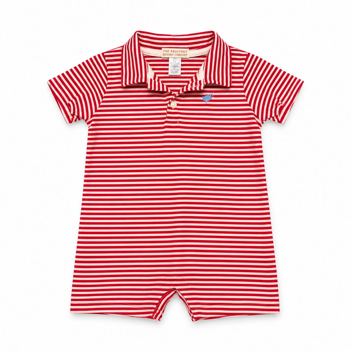 2T TBBC Prim & Proper Polo Romper Richmond Red Striped