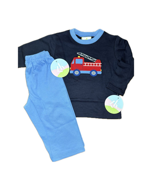 Boy 6 Zuccini Kids Firetruck Harrys Play Tee and Pant Set
