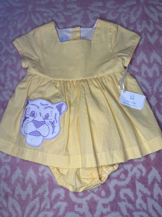 18M Pixie Lily LSU Tigers Apron Bloomer Set