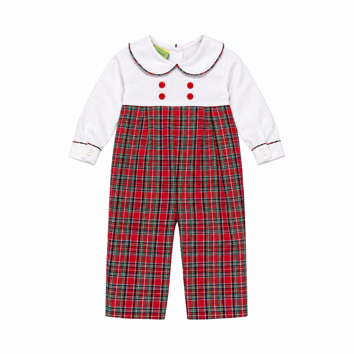6M Le Za Me Button Tartan Long Romper