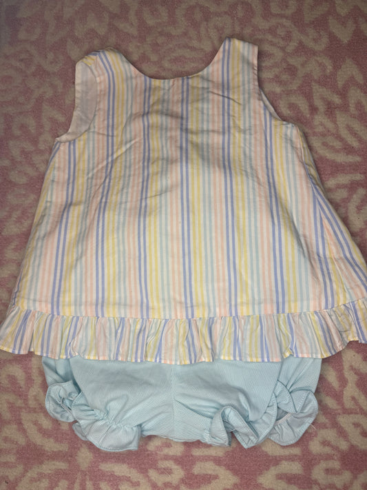 12M James & Lottie Pastel Striped Sling Back Bloomer Set