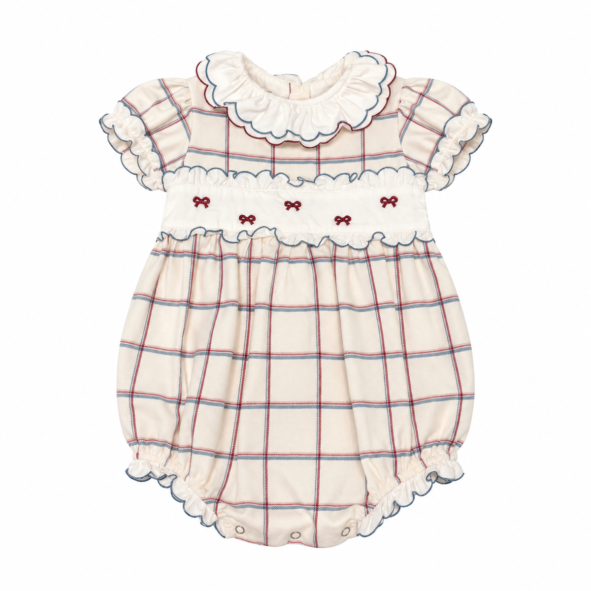 Sal & Pimenta Bow Ruffle Windowpane Bubble