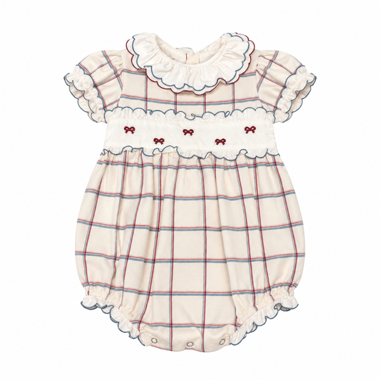 Sal & Pimenta Bow Ruffle Windowpane Bubble