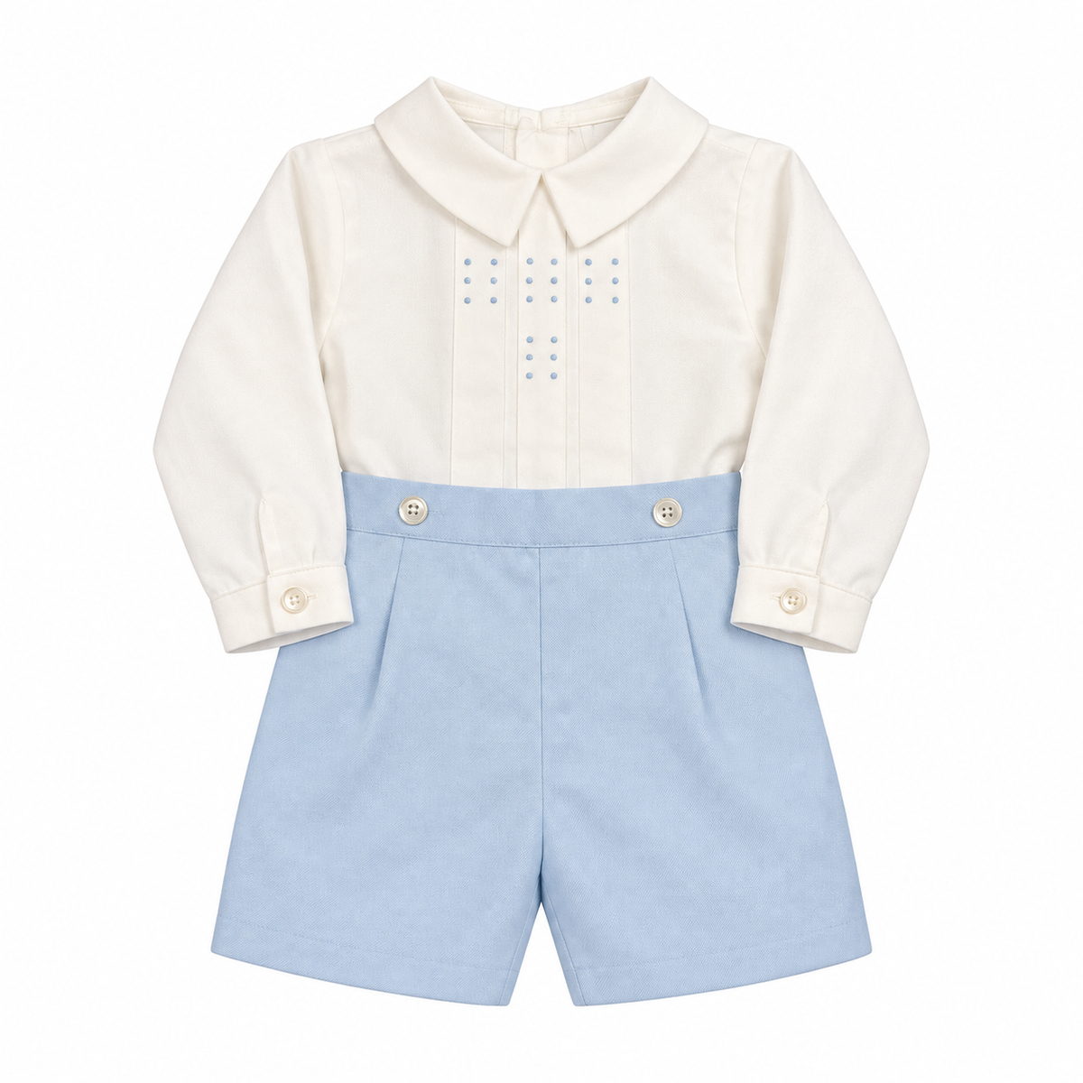 9M Luli & Me Blue & White Button On LS Jon Jon