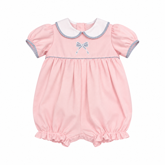 3T Lullaby Set Pink & Blue Windowpane Bow Bubble
