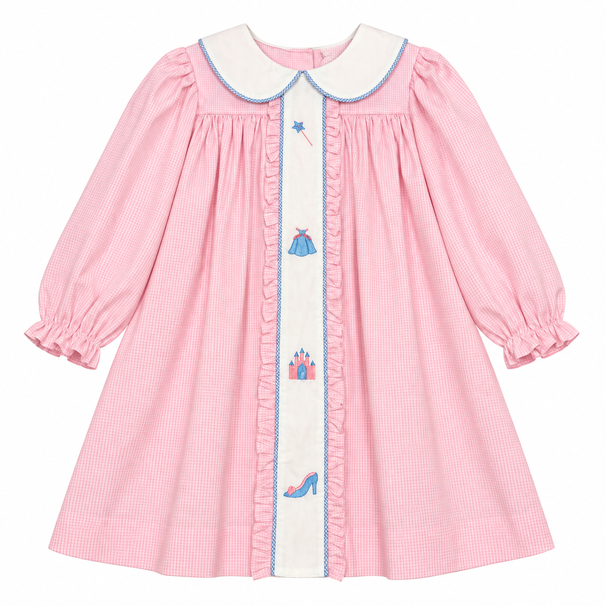 7 Stitchy Fish Disney Princess LS Pink & Blue Ruffle Dress