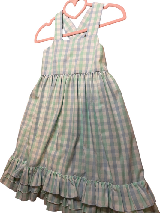 Banana Splits Green & Blue Buffalo Check Dress