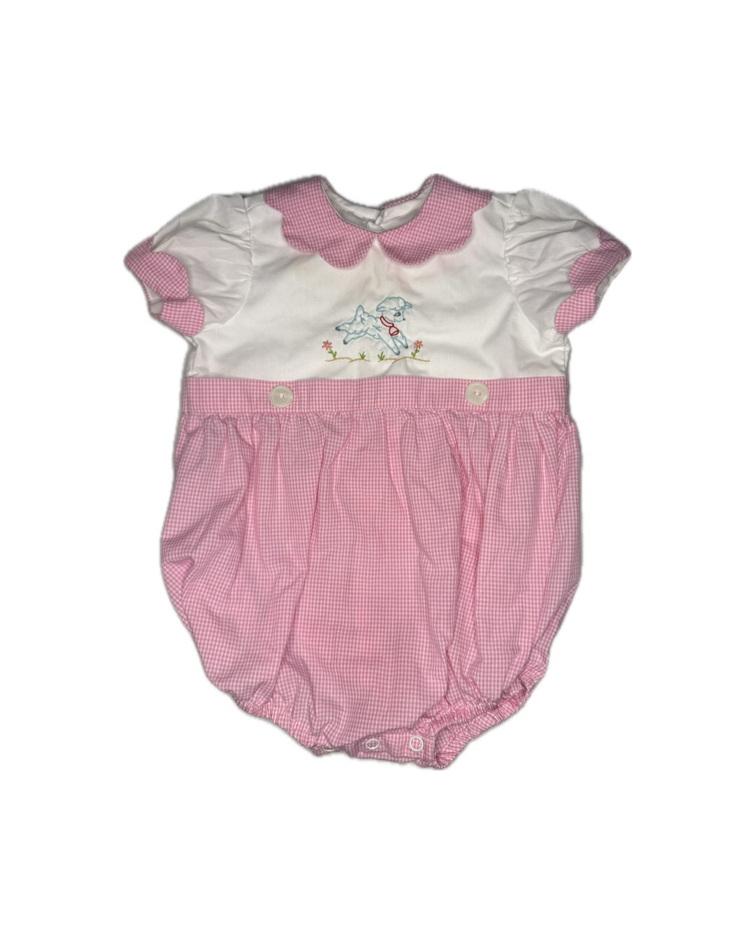 12M Remember Nguyen Lamb Scallop Pink Gingham Bubble