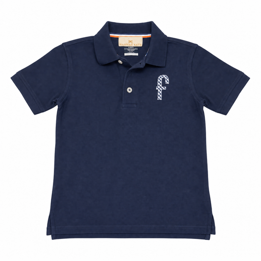 6/7 Hannah Kate Navy Blue “F” Appliqué Polo