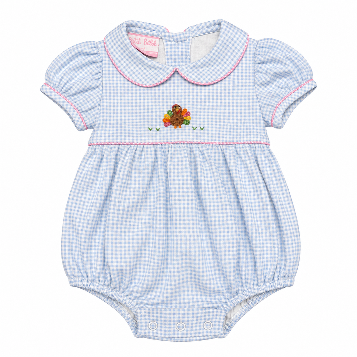 3M Petit Bebe’ Pima Knit Blue & Pink Turkey Bubble