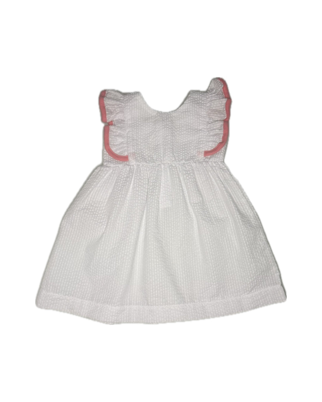 6/9M Paty White Seersucker Hot Pink Piped Dress