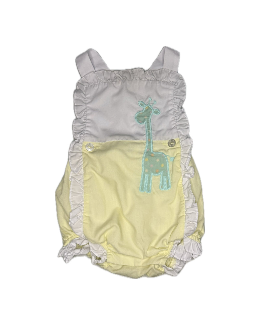 9M Little English Ruffle Giraffe Appliqué Sunsuit