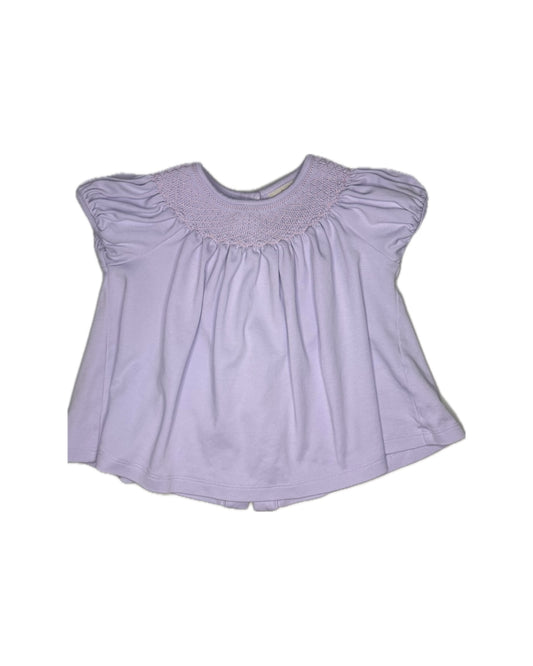 3T TBBC LAUDERDALE LAVENDER WITH PALM BEACH PINK SMOCKING PUFF SLEEVE BETTYE SUE SMOCKED TOP