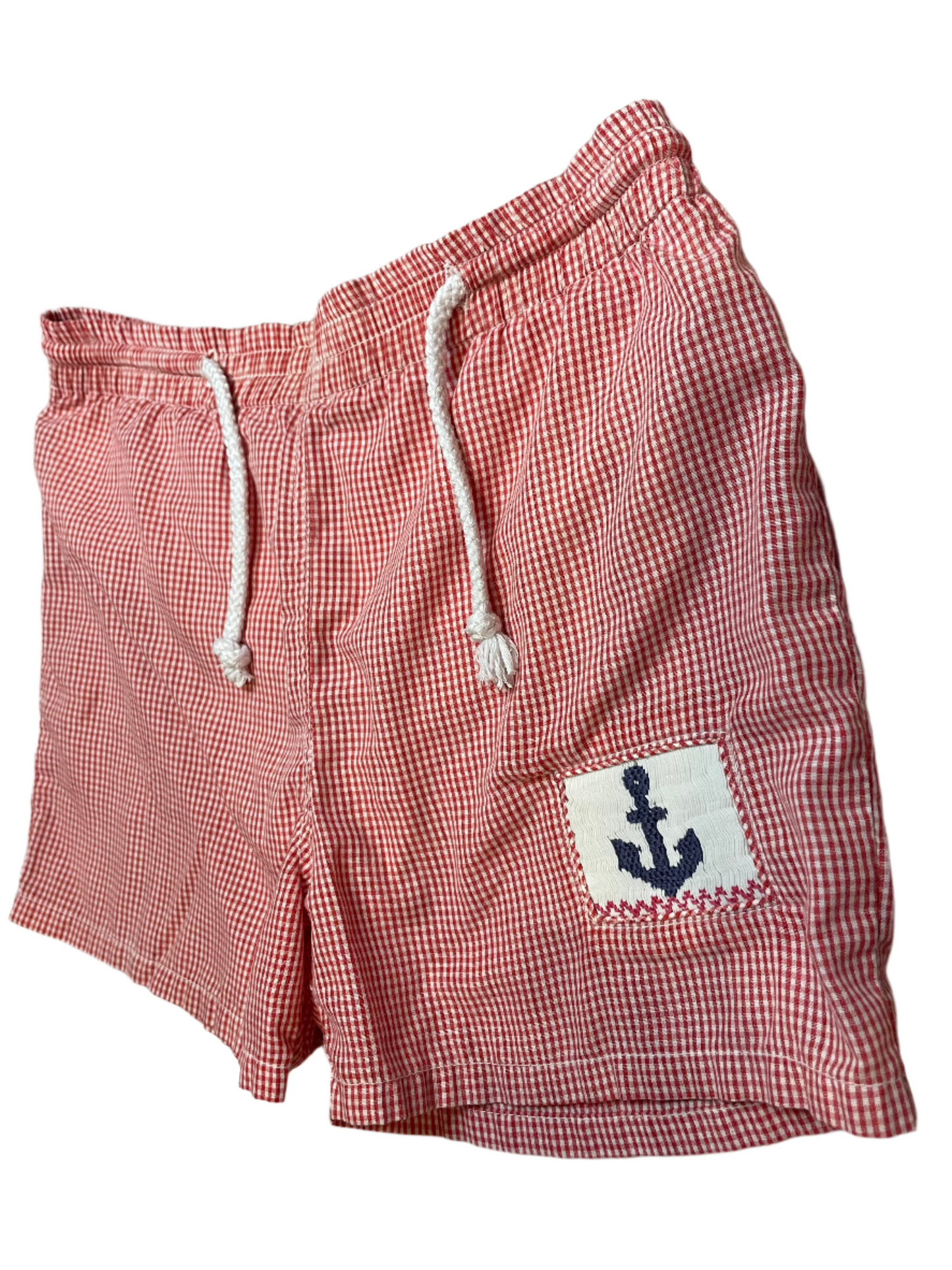 Sz 4T Silly Goose Hand Smocked Anchor Swim Trunks