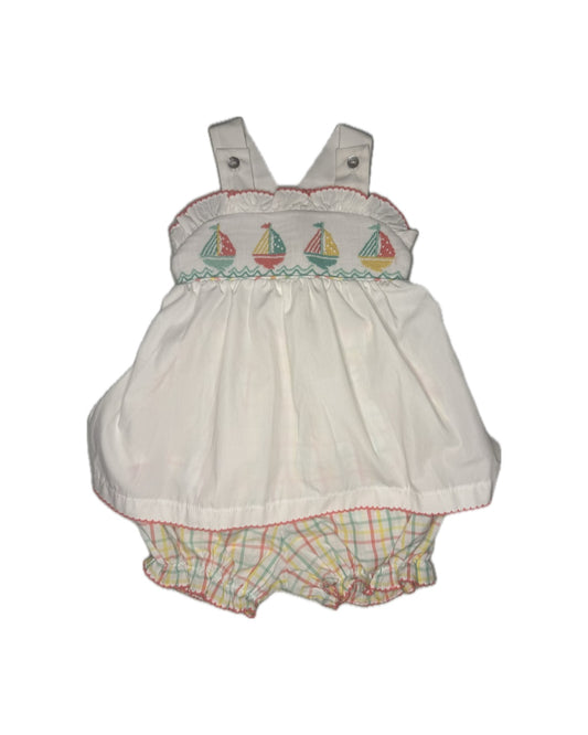 2T Shrimp & Grits Smocked Sailboat Bloomer Set