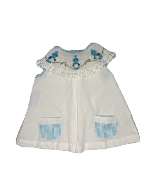 3M Remember Nguyen Blue Bird Smocked Collar Dress