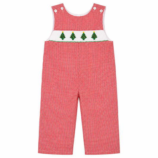 12M Petit Bebe Christmas Tree Smocked Longall