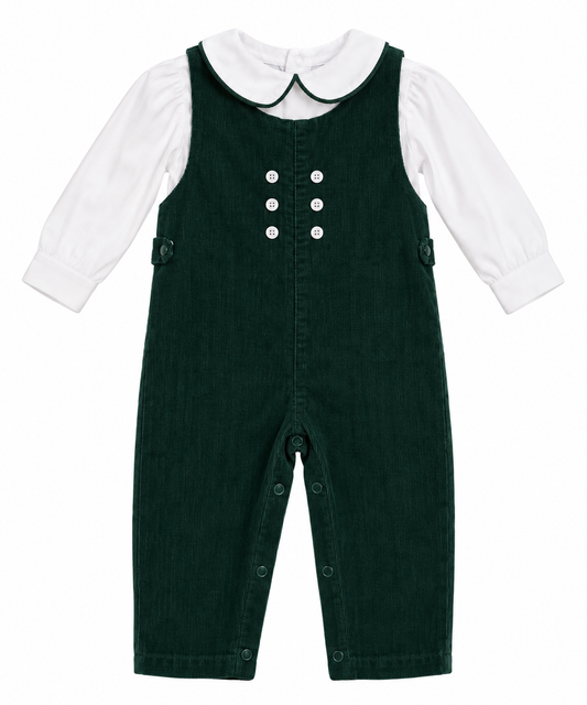 12M Bailey Boys Cord Button Dark Green Longall Set