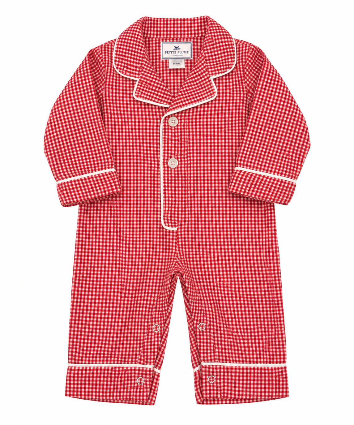 3/6M Petite Plum Red Gingham Onesie Romper