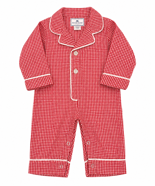 3/6M Petite Plum Red Gingham Onesie Romper