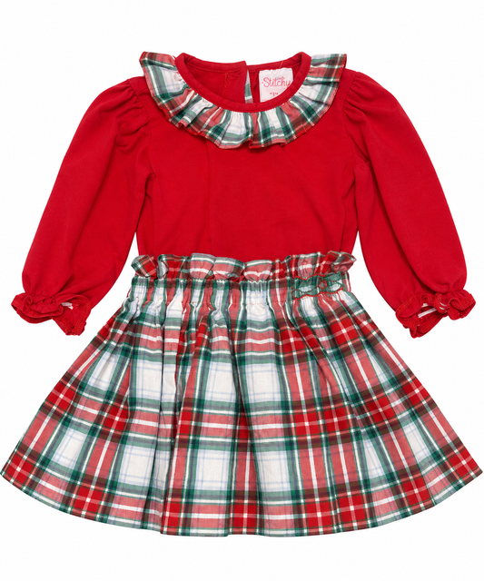 3T Stitchy Fish Tartan Ruffle Skirt Set