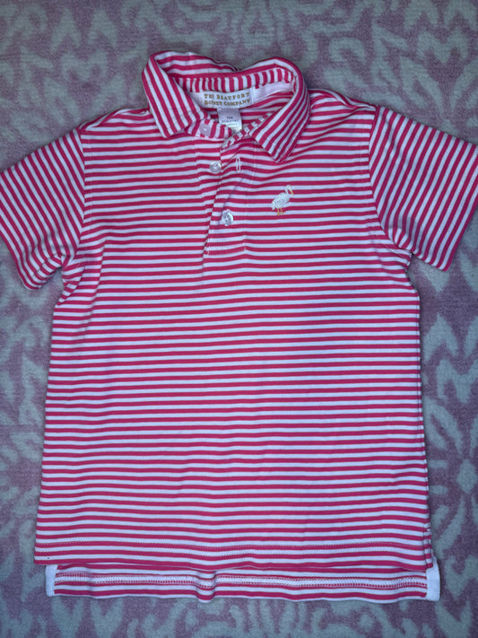 Sz 5 TBBC Prim & Proper Polo Palm Beach Pink Stripe
