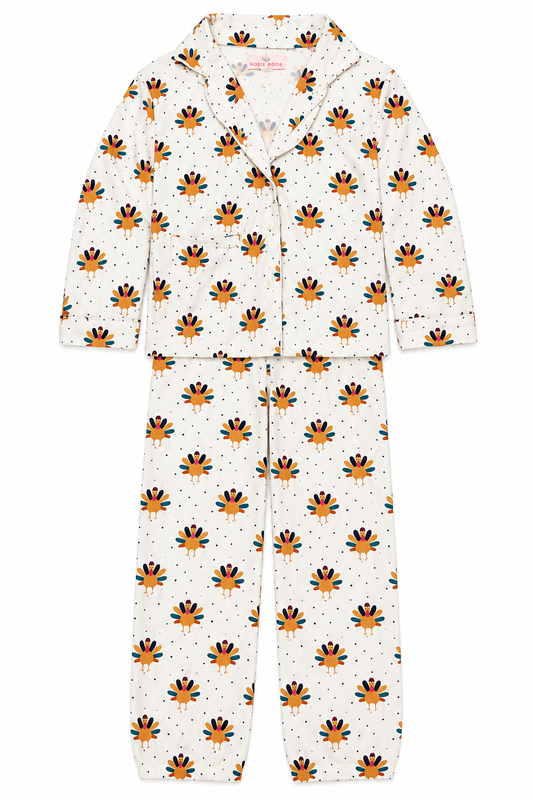 4T Smockingbird Turkey Pajama Set