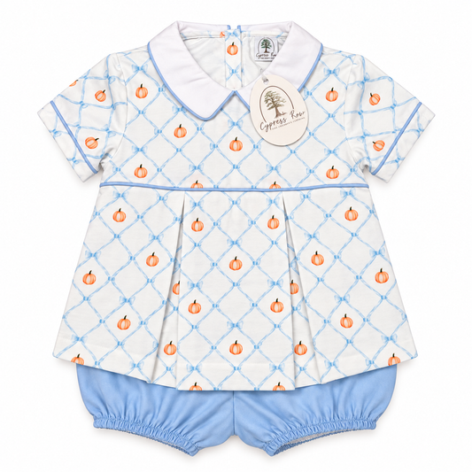 4T Cypress Row Pumpkin Bow Diaper Set