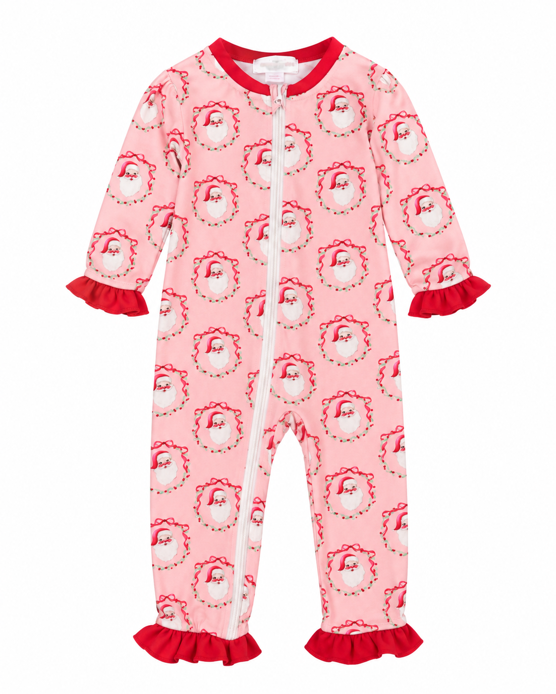 9/12M Cecil & Lou Red & Pink Vintage Santa Ruffle Zip Up