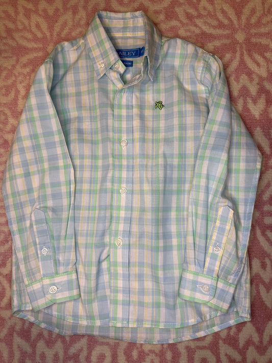 3T J. Bailey Green, Yellow, & Blue Check Button Down
