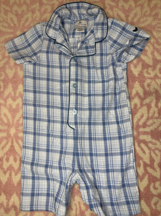 18/24M Petite Plum Blue Plaid Jammie Onesie