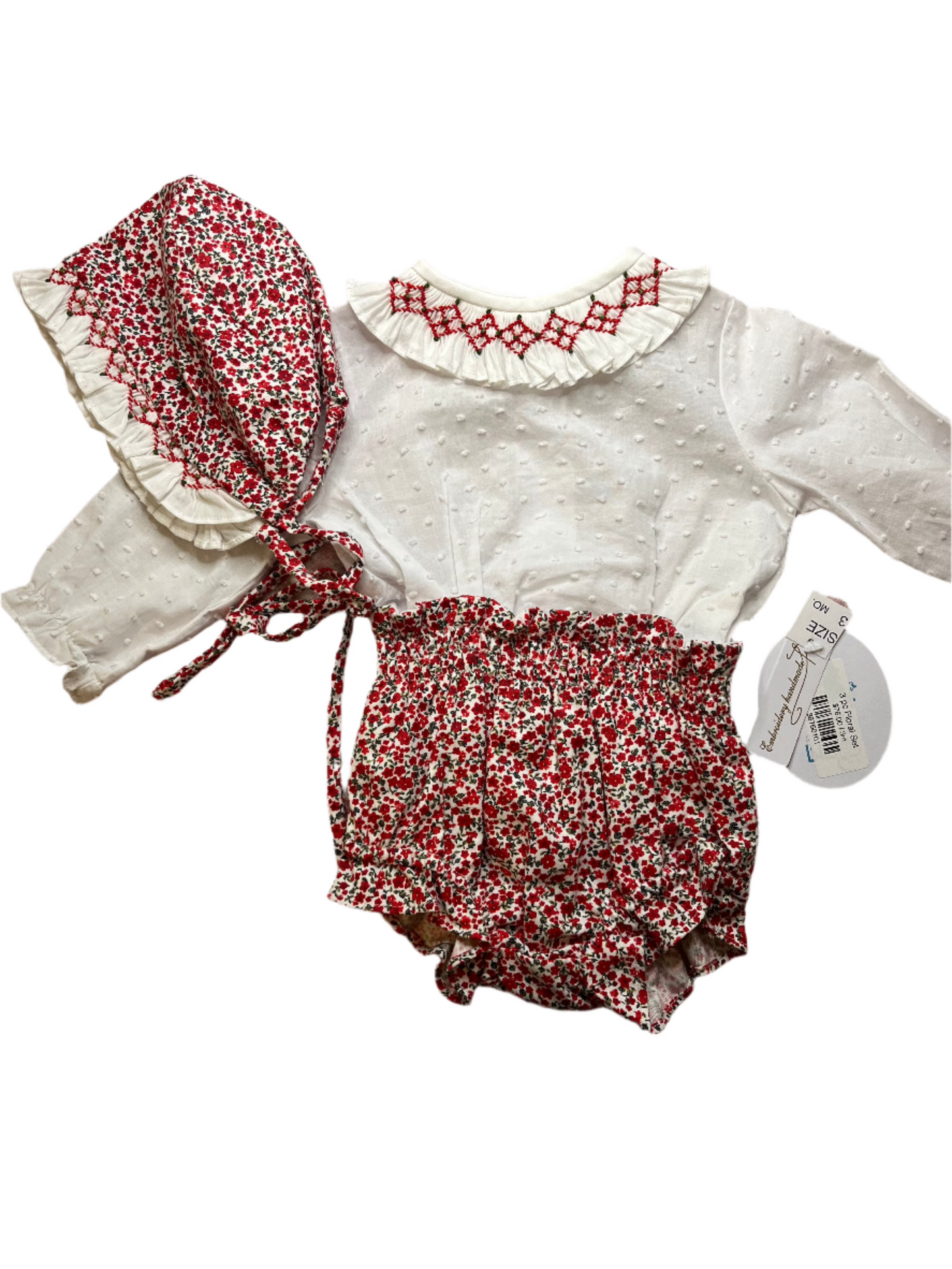 3M Luli & Me Swiss Dot Floral Set with Bonnet  my