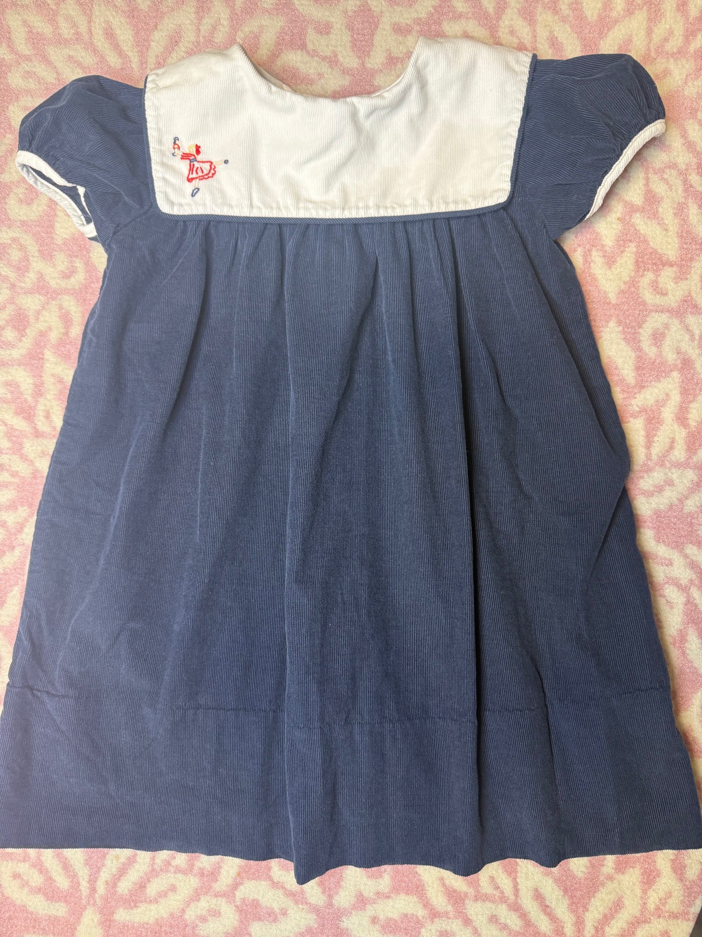 4T Lullaby Set Navy Blue Cord Nutcracker Bib Dress