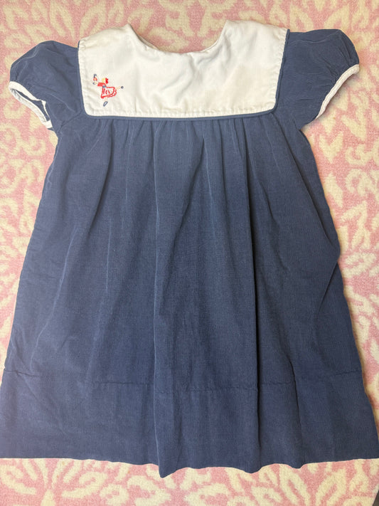 4T Lullaby Set Navy Blue Cord Nutcracker Bib Dress