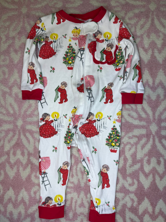 9M Posh Pickle Vintage Christmas Zip Up Jammie’s
