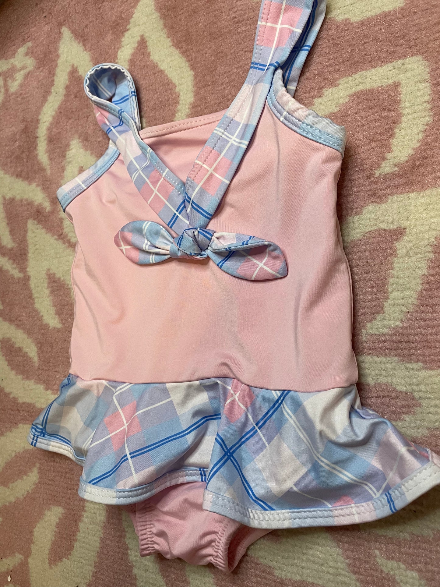 Sz 2T Lullaby Set Pink Sailor & Plaid One Piece