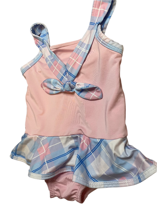 Sz 3T Lullaby Set Pink Sailor & Plaid One Piece