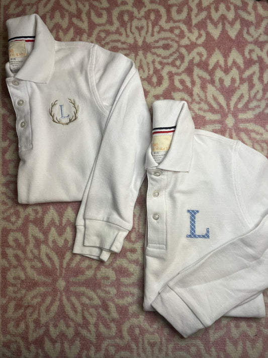 Sz M(8) Hannah Kate LS Polo with “L”