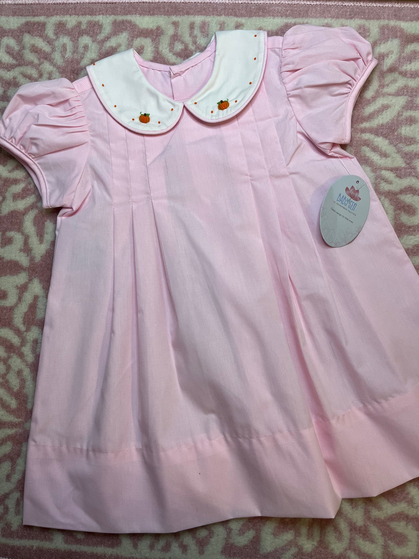 Sz 2T Baby Sen French Knot Pumpkin Dress