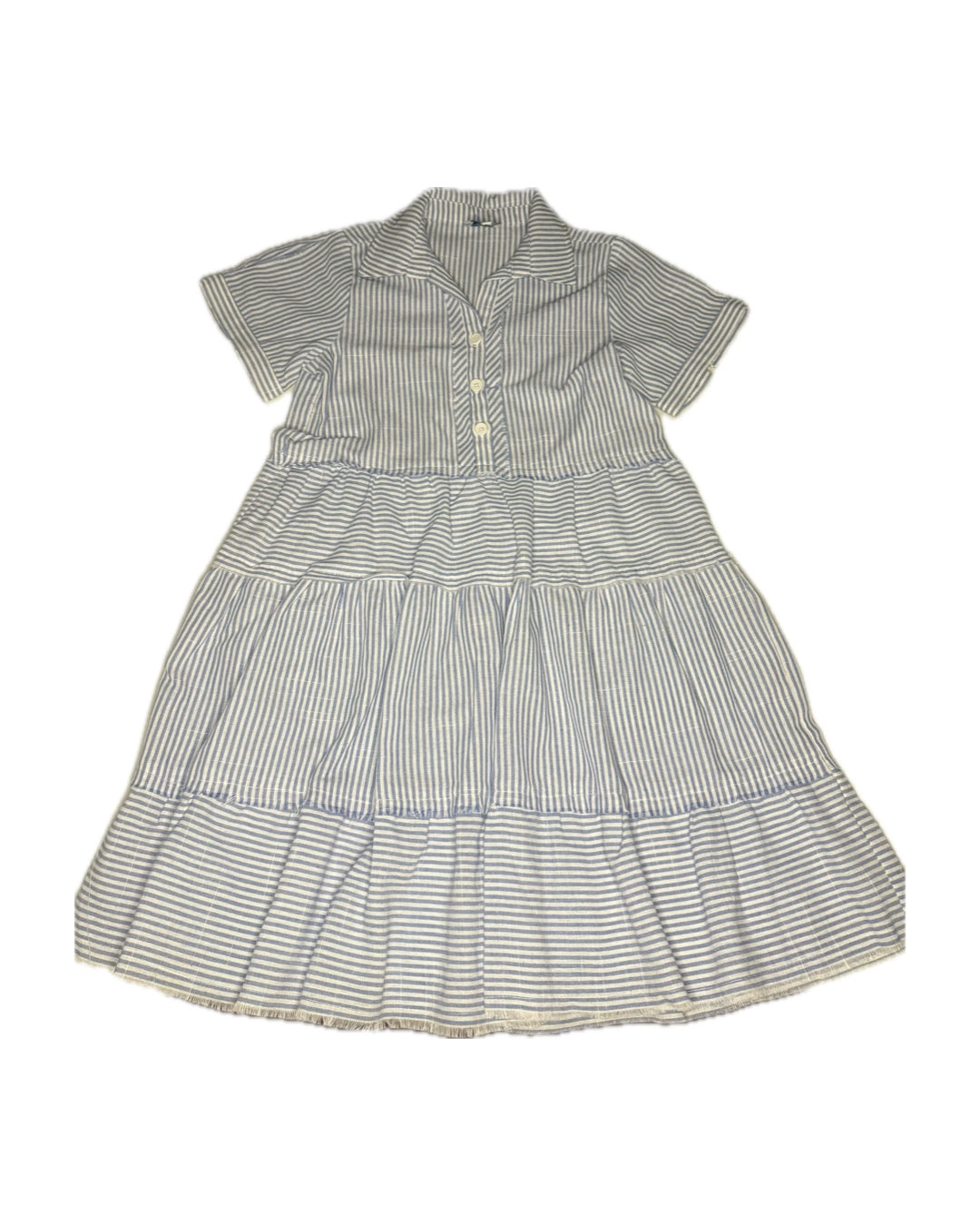 M (10) The Mint Blue & White Striped Dress