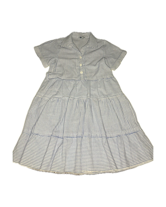 M (10) The Mint Blue & White Striped Dress