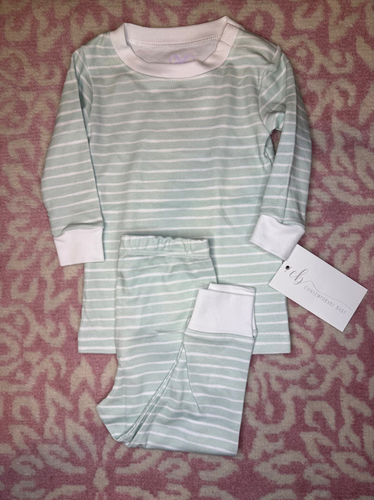 12M Lavender Bow Mint Striped Pajama Set