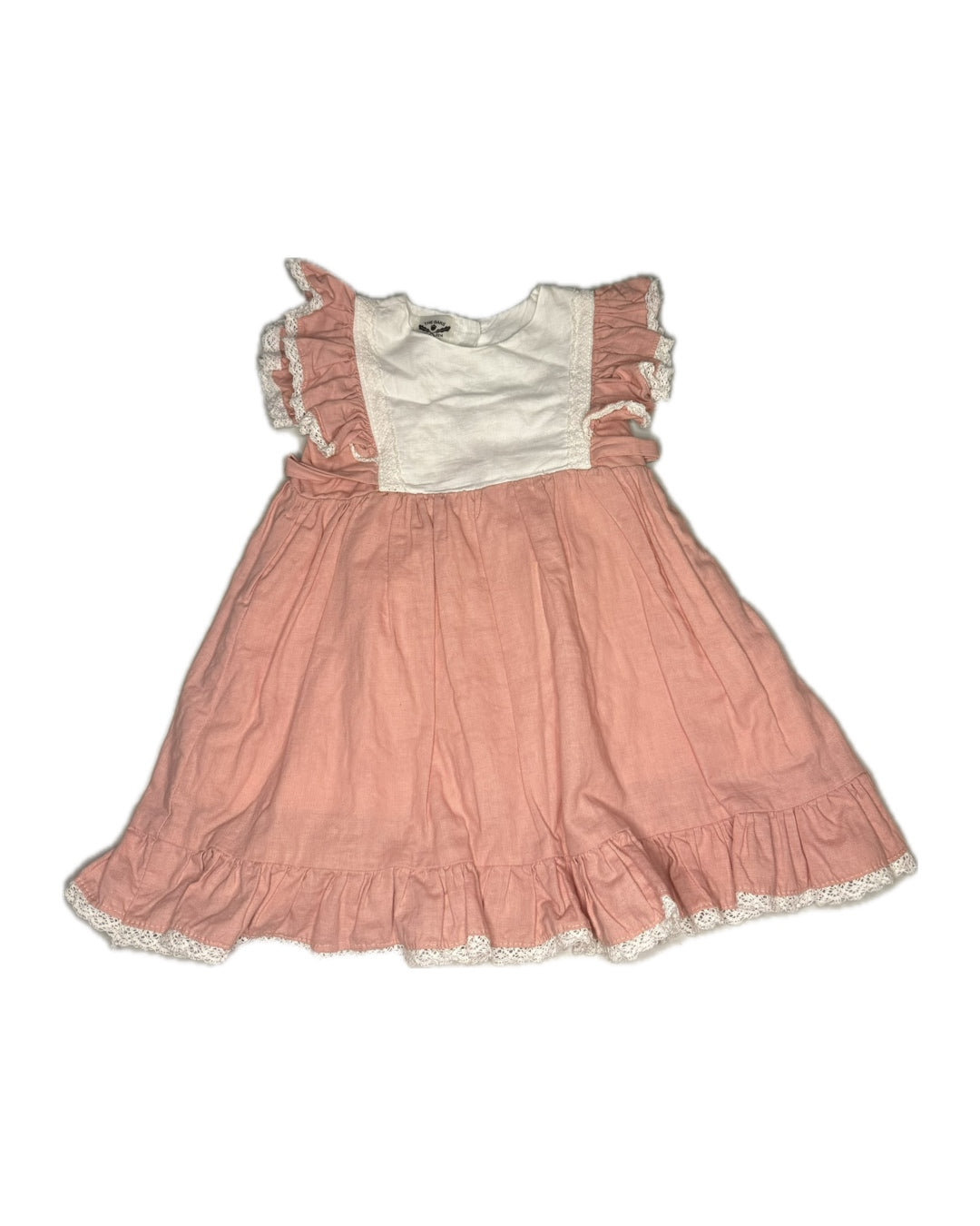 2 The Oaks Coral Linen Ruffle Dress