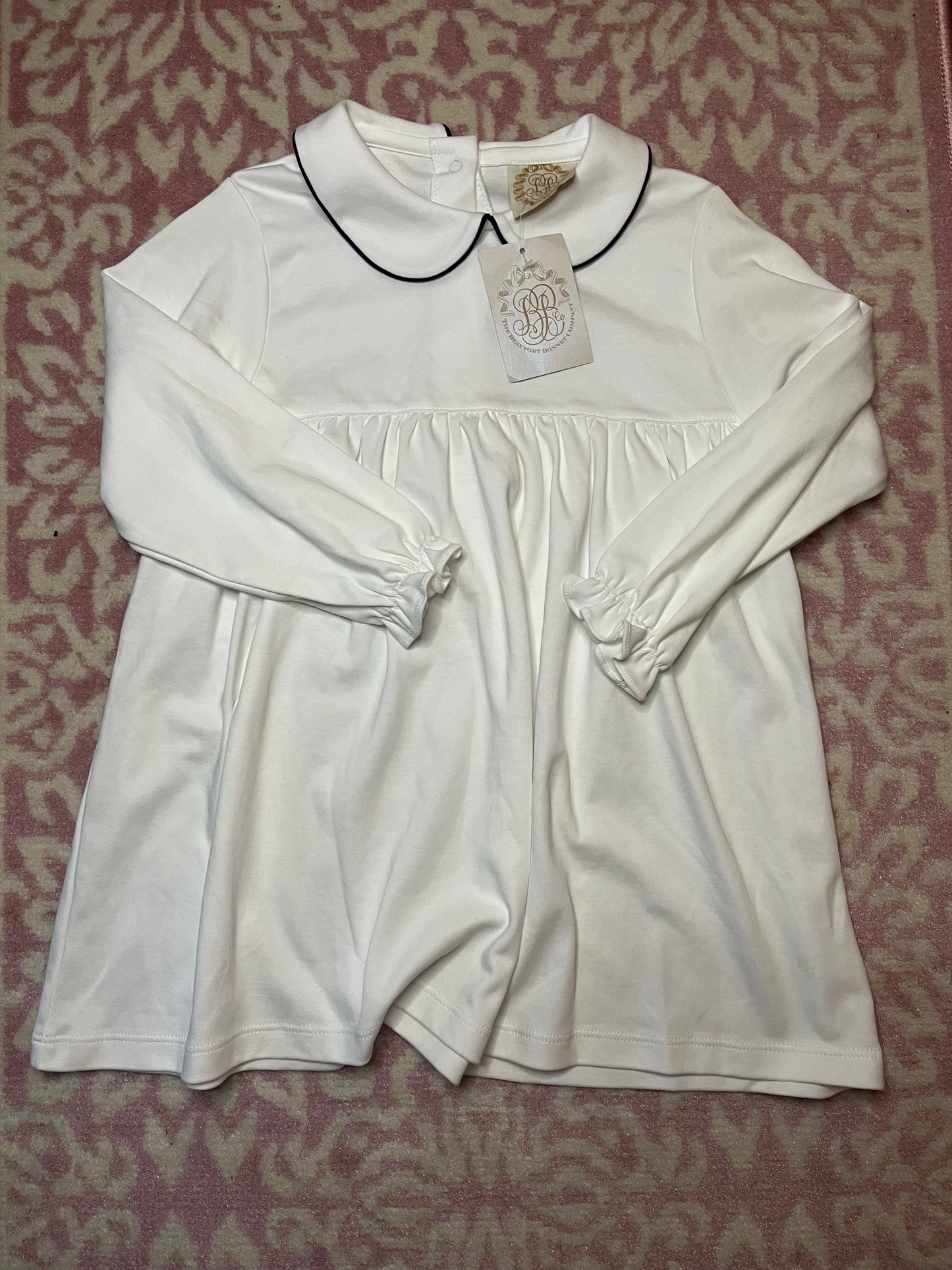 Sz 6 TBBC White Dress with Navy Piping