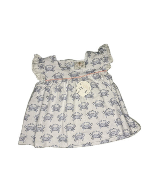 Cypress Row Blue & Pink Crab Eyelet Top